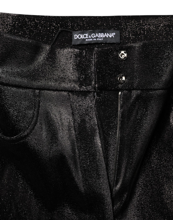 Dolce & Gabbana Black Cotton Stretch Silver Lurex Thread Pants