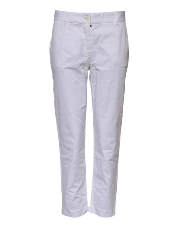 Dolce & Gabbana White Cotton Stretch Mid Waist Jeans