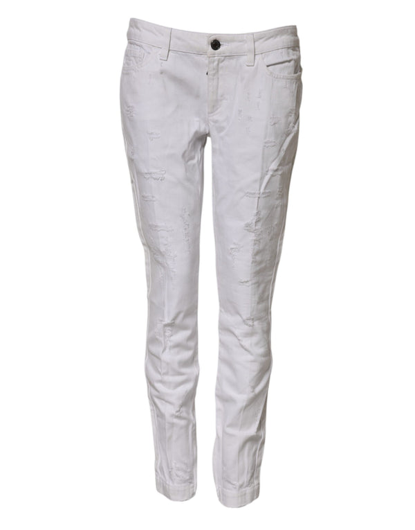 Dolce & Gabbana White Cotton Mid Waisted Women Denim Jeans