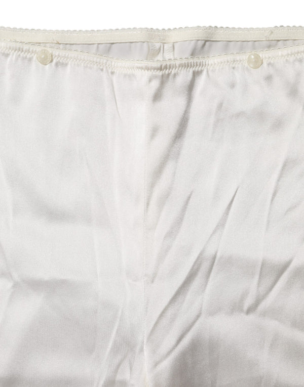Dolce & Gabbana Ivory Silk Tapered High Waist Pants