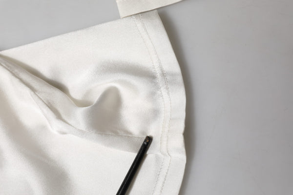 Dolce & Gabbana Ivory Silk Tapered High Waist Pants