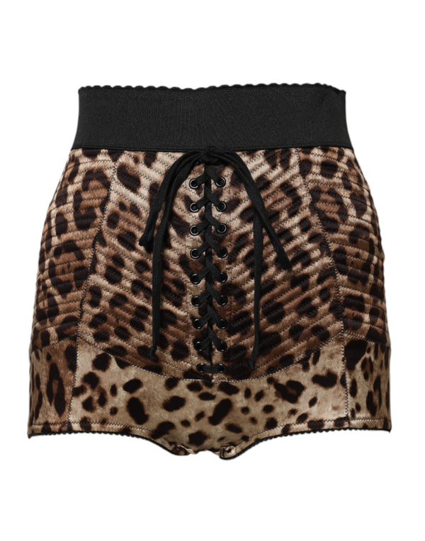 Dolce & Gabbana Brown Leopard High Waist Hot Pants Shorts