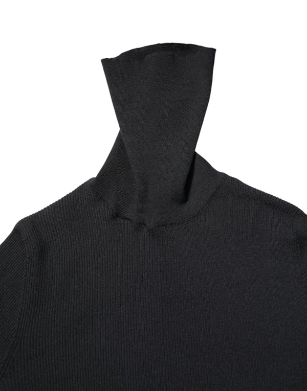 Dolce & Gabbana Black Cashmere Turtleneck Knitted Blouse Top