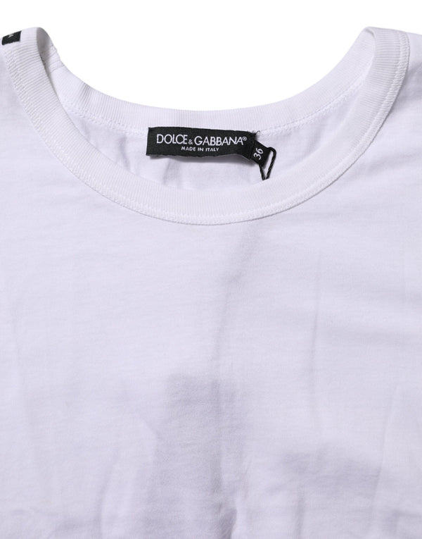 Dolce & Gabbana White Cotton Short Sleeves Cropped T-shirt