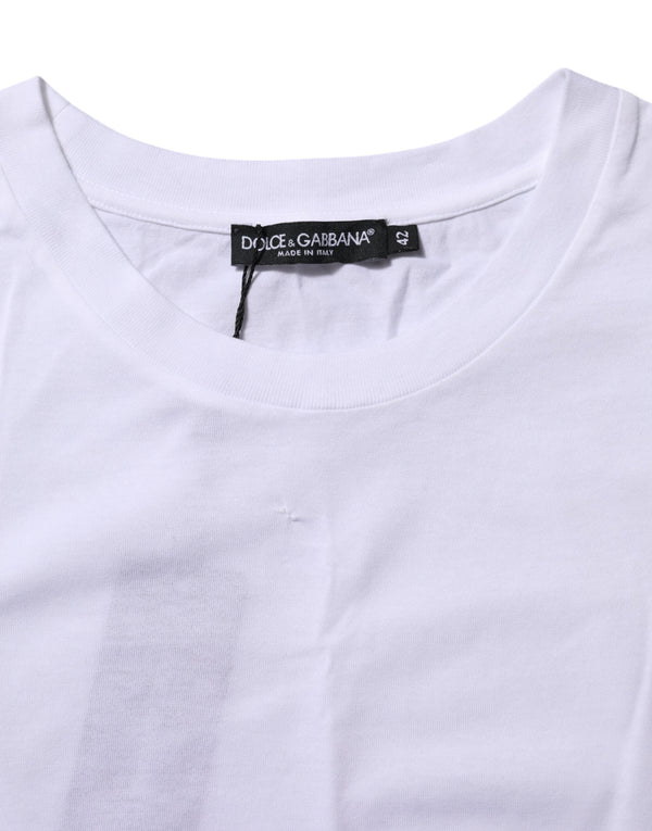 Dolce & Gabbana White Cotton Round Neck Short Sleeves T-shirt