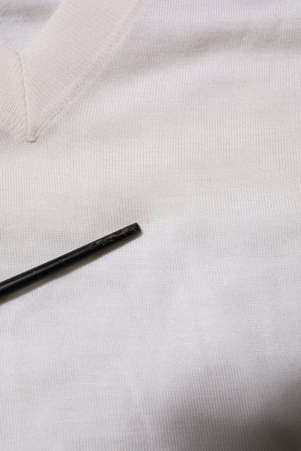 Dolce & Gabbana White Cashmere Logo V-neck Pullover Sweater