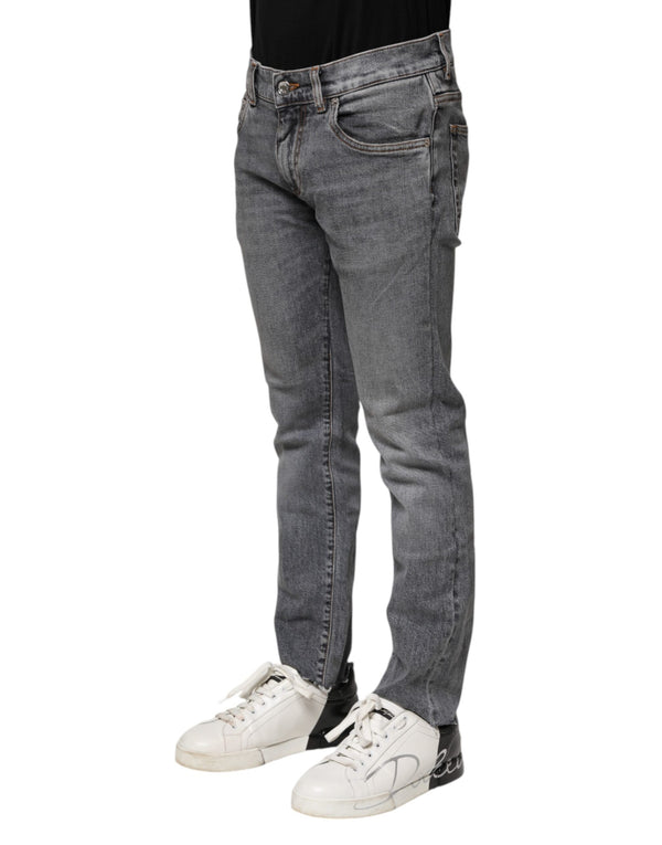 Dolce & Gabbana Gray Cotton Skinny Men Denim Trouser Jeans