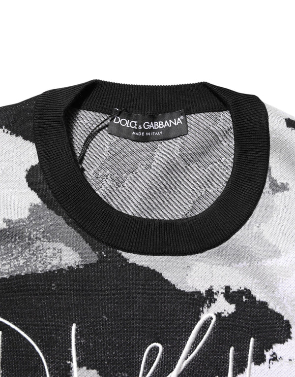 Dolce & Gabbana Multicolor Silk Camouflage Pullover Sweater