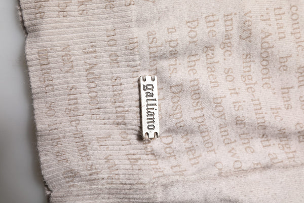 John Galliano Beige Printed Logo Roundneck Long Sleeves Men Sweater