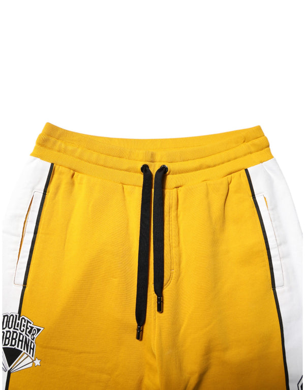 Dolce & Gabbana Yellow Cotton Logo Sweatpants Jogger Pants