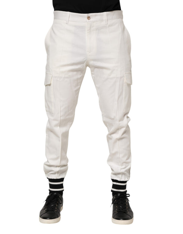 Dolce & Gabbana White Cotton Jogger Cargo Skinny Men Pants
