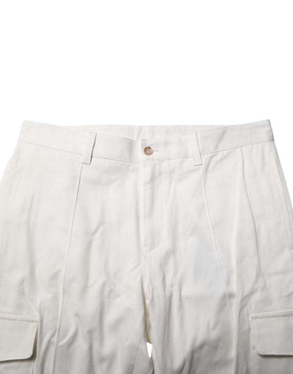 Dolce & Gabbana White Cotton Jogger Cargo Skinny Men Pants