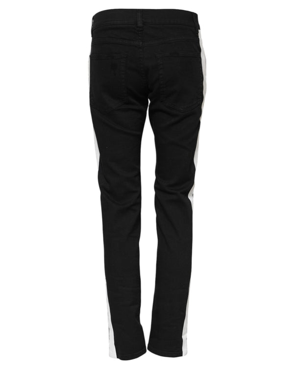 Dolce & Gabbana Black Tattered White Lining Skinny Denim Jeans