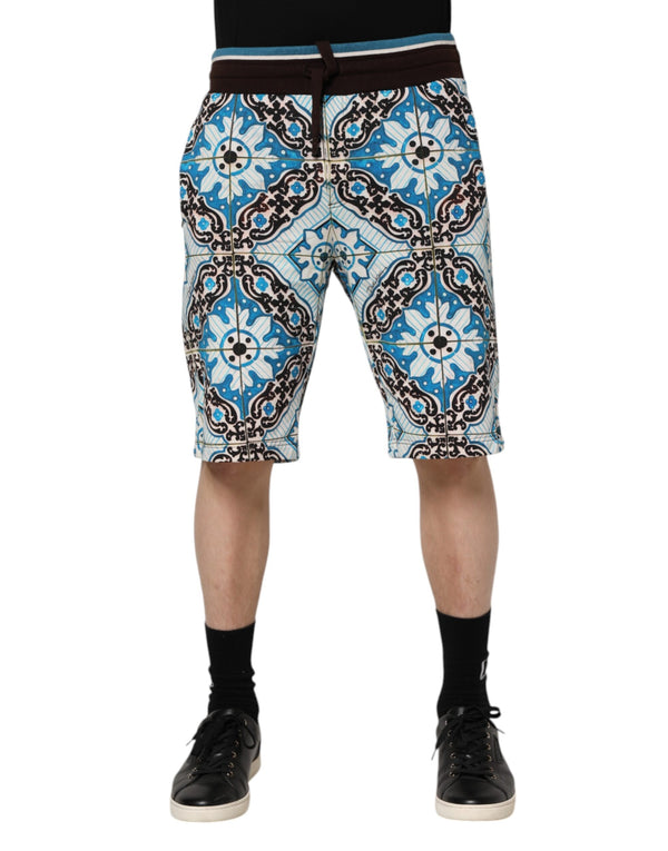 Dolce & Gabbana Multicolor Cotton Maiolica Print Bermuda Shorts