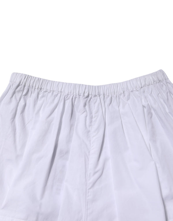 Dolce & Gabbana White Lace Paneled Cotton High Waisted Shorts