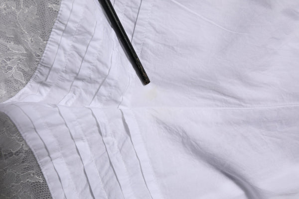 Dolce & Gabbana White Lace Paneled Cotton High Waisted Shorts