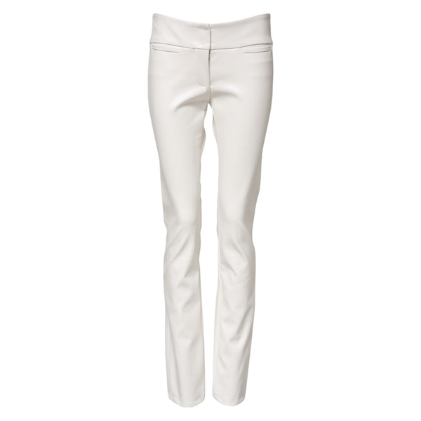 Dolce & Gabbana White Polyurethane High Waist Tapered Pants
