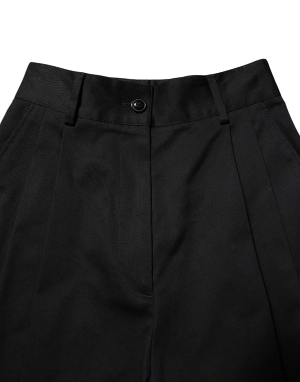 Dolce & Gabbana Black Cotton HighWaist Wide Leg Pants
