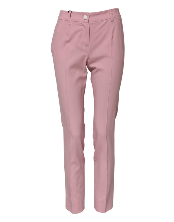 Dolce & Gabbana Pink Wool High Waist Tapered Pants