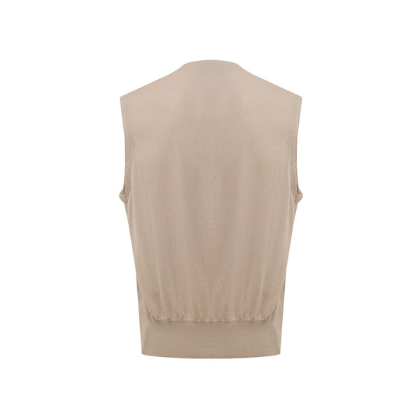 Gran Sasso Beige Cotton Sleveless Jacket