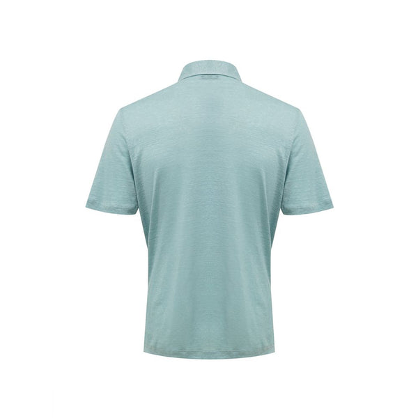 Gran Sasso Blue Linen Polo Shirt