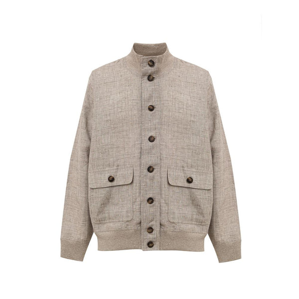 Gran Sasso Beige Linen Jackets & Coat