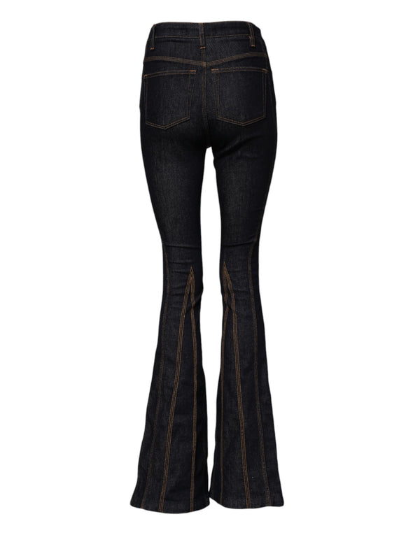 Dolce & Gabbana Black Cotton Mid Waist Bootcut Denim Jeans