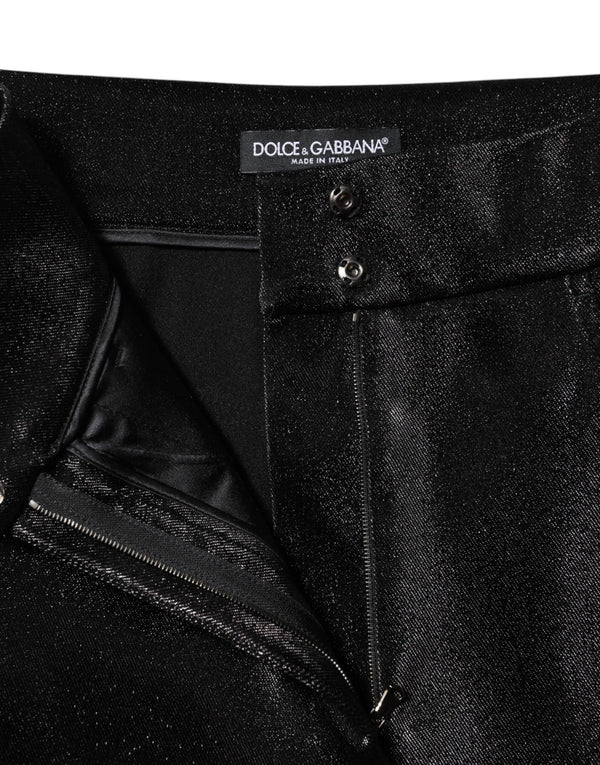 Dolce & Gabbana Black Cotton Stretch Lurex Thread Skinny Pants