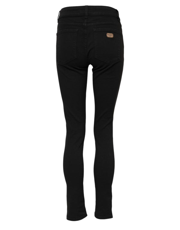 Dolce & Gabbana Black Cotton Mid Waist Skinny Denim Jeans