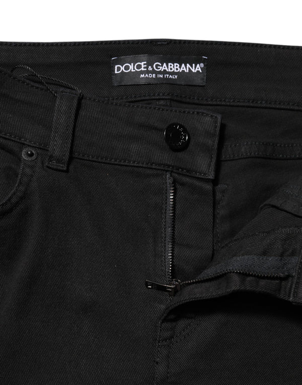 Dolce & Gabbana Black Cotton Skinny Mid Waist Denim Jeans