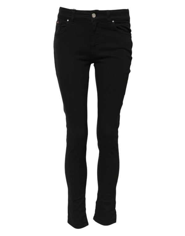 Dolce & Gabbana Black Cotton Skinny Mid Waist Denim Jeans