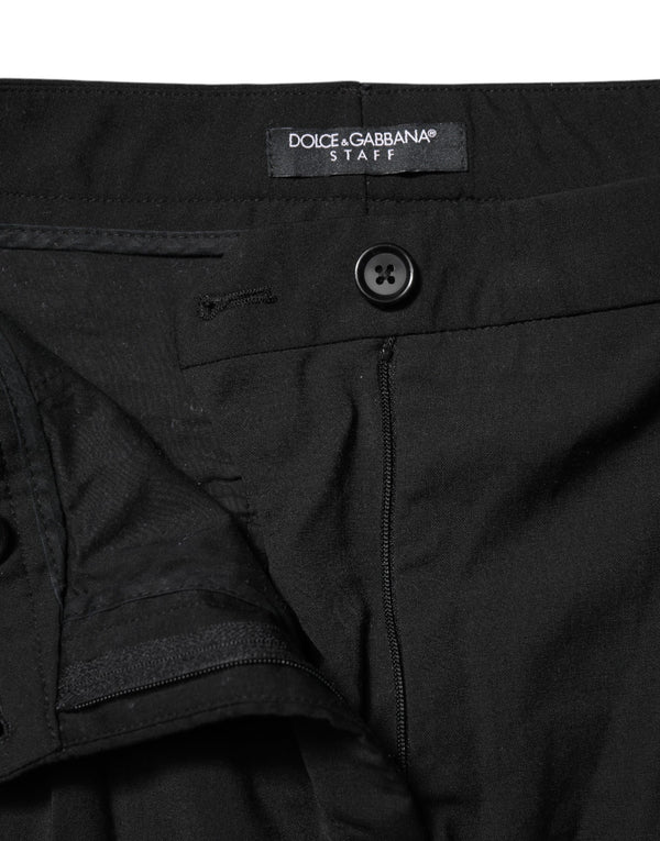 Dolce & Gabbana Black STAFF Mid Waist Tapered Pants