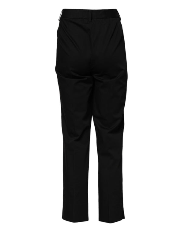 Dolce & Gabbana Black Cotton High Waist Formal Pants