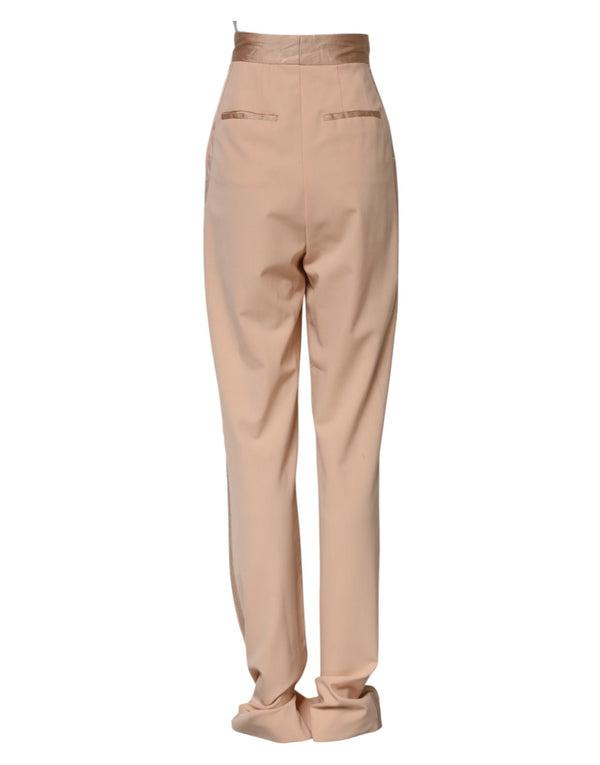 Dolce & Gabbana Beige Polyester Mid Waist Tapered Pants