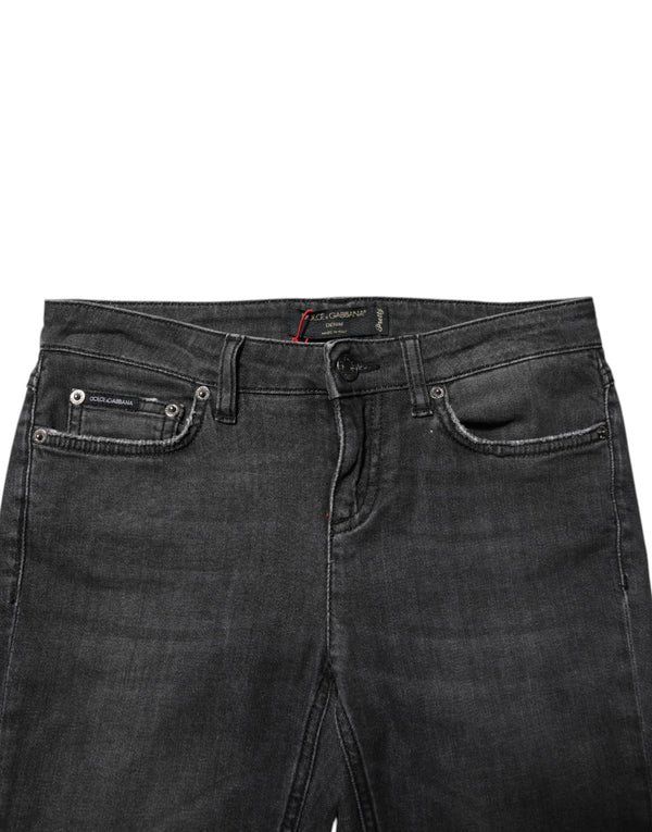 Dolce & Gabbana Black Cotton Low Waist Skinny Denim Jeans