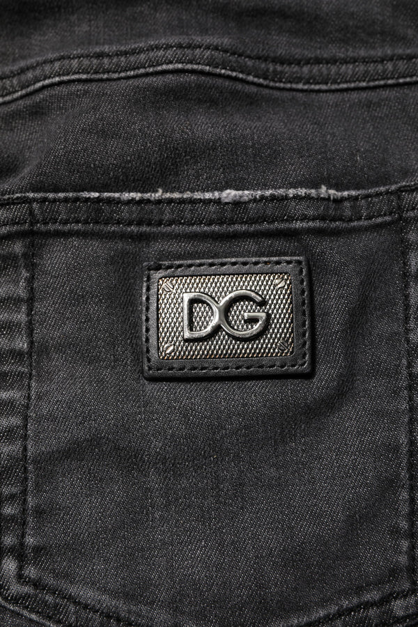 Dolce & Gabbana Black Cotton Low Waist Skinny Denim Jeans