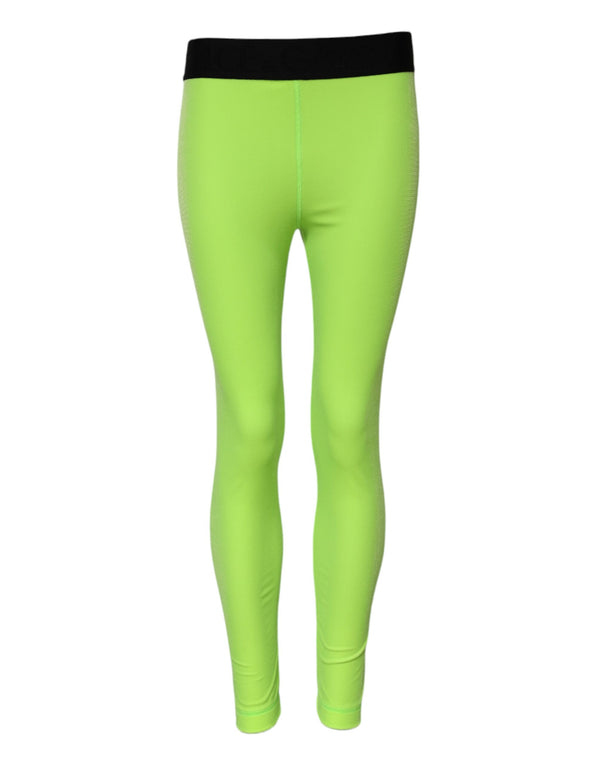 Dolce & Gabbana Green Nylon Slim Fit Leggings Pants