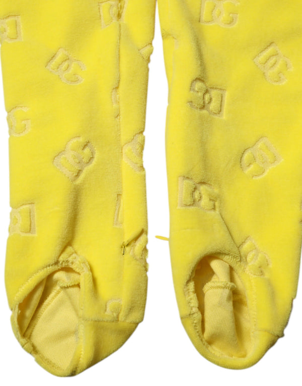 Dolce & Gabbana Yellow Logo Slim Fit Leggings Pants