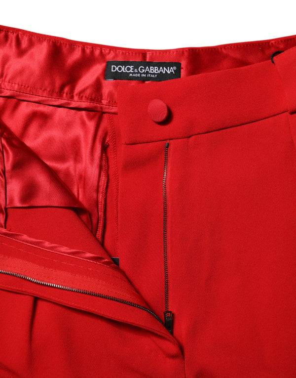 Dolce & Gabbana Red Viscose High Waist Tapered Pants