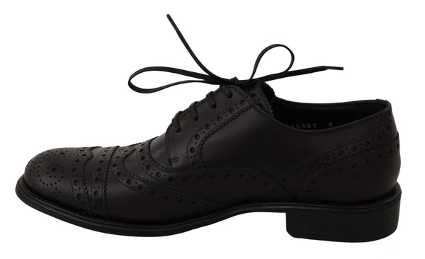 Dolce &amp; Gabbana mustat nahkaiset Wingtip Oxford -mekkokengät