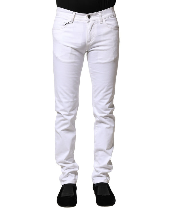 Dolce & Gabbana White Cotton Skinny Men Denim Jeans