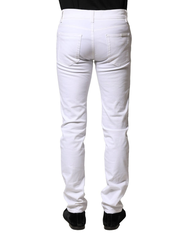 Dolce & Gabbana White Cotton Skinny Men Denim Jeans