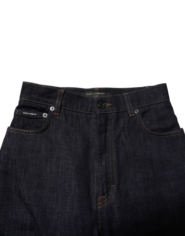 Dolce & Gabbana Blue Cotton High Waisted Flared Denim Jeans