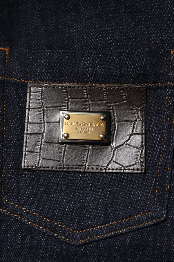 Dolce & Gabbana Blue Cotton High Waisted Flared Denim Jeans