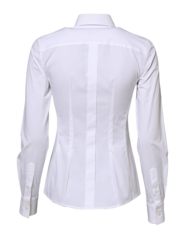 Dolce & Gabbana White Cotton Long Sleeves Collared Shirt Top
