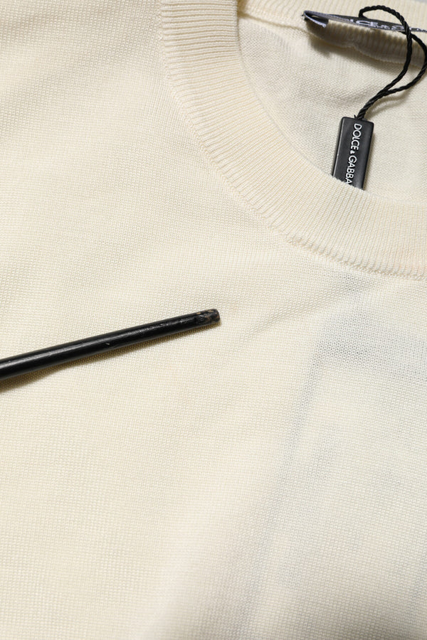 Dolce & Gabbana White Silk Short Sleeves Blouse Pullover Top