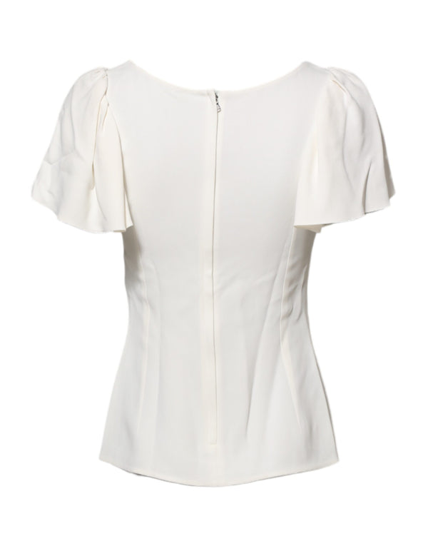 Dolce & Gabbana White Round Neck Short Sleeves Blouse Top