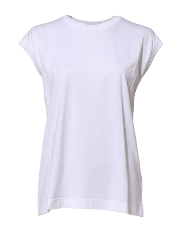 Dolce & Gabbana White Cotton Sleeveless Women Tank T-shirt