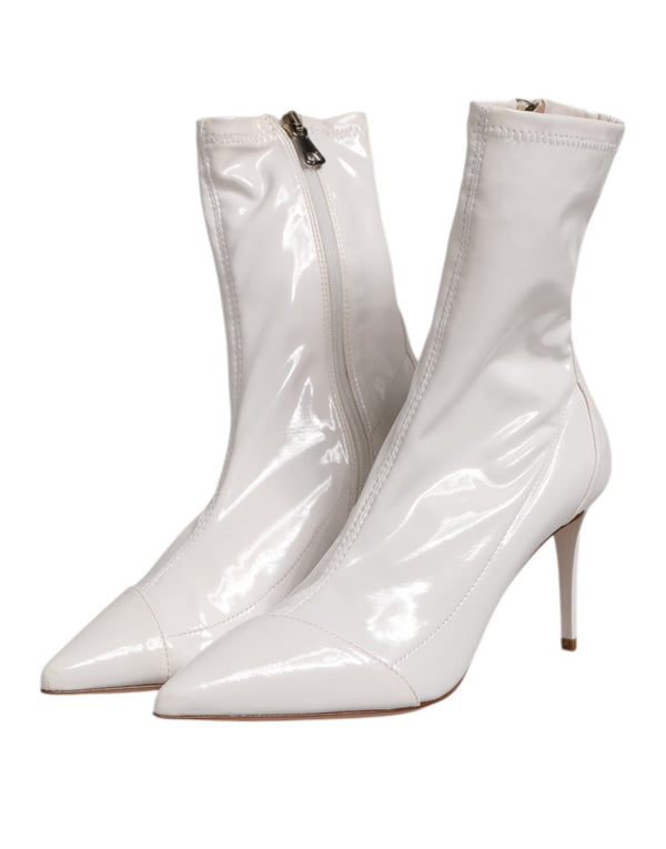 Elisabetta Franchi White Stiletto Heels Mid Calf Boots Shoes