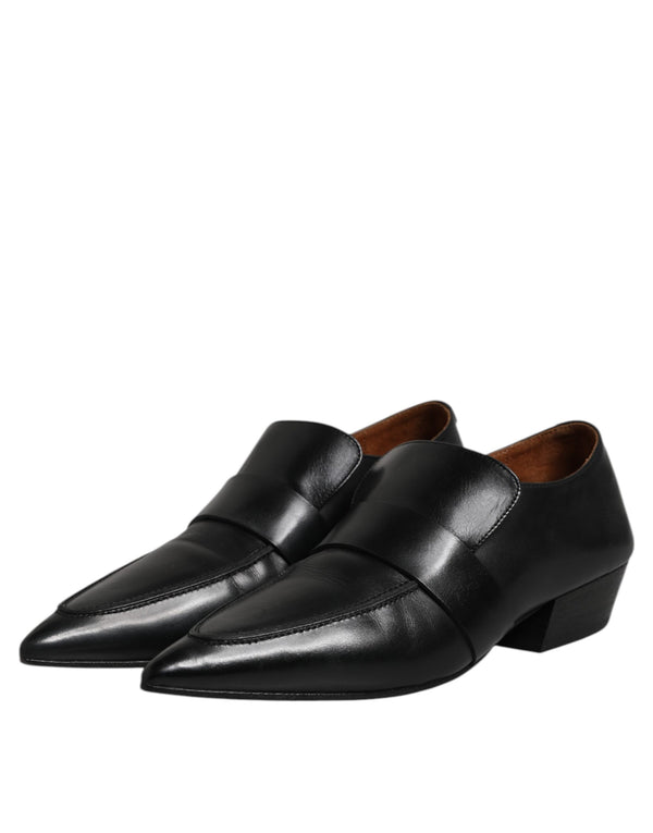 Marsell Black Soft Leather Loafer Pointed Toe Slip On Shoes